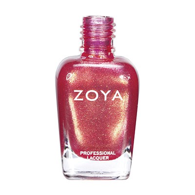 Zoya Rica nail polish bottle with vibrant coral-orange color, showcasing the sleek Zoya branding and product label.