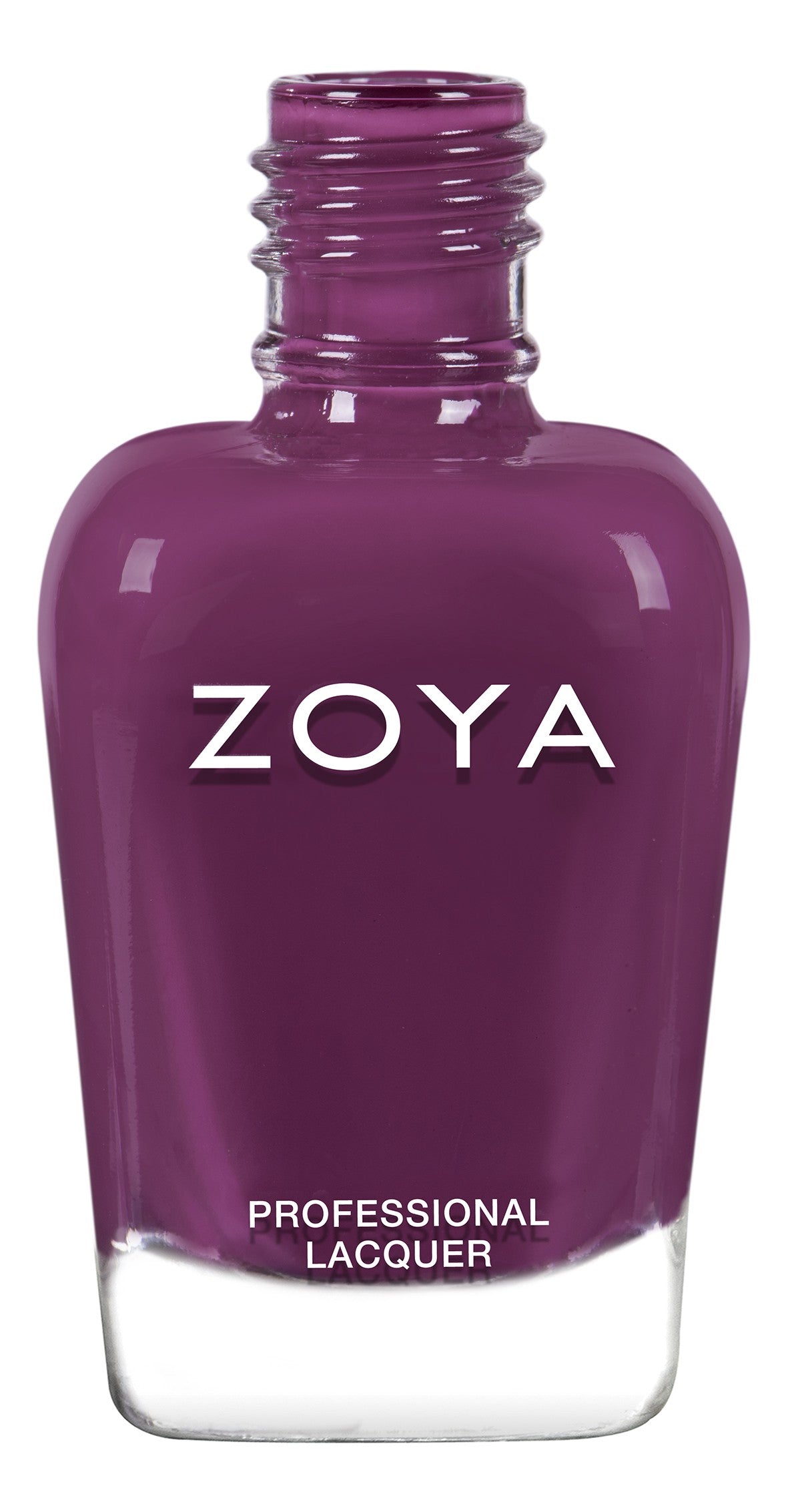 Zoya Ripley nail polish bottle with deep plum color, featuring the Zoya logo on the label.