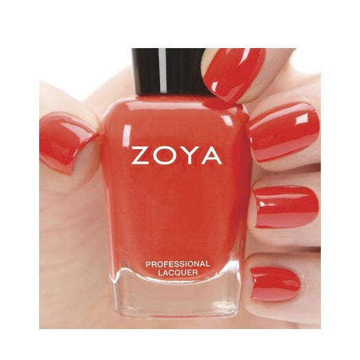 Zoya Rocha nail polish bottle with deep violet shade and sleek black cap, showcasing the Zoya brand logo.