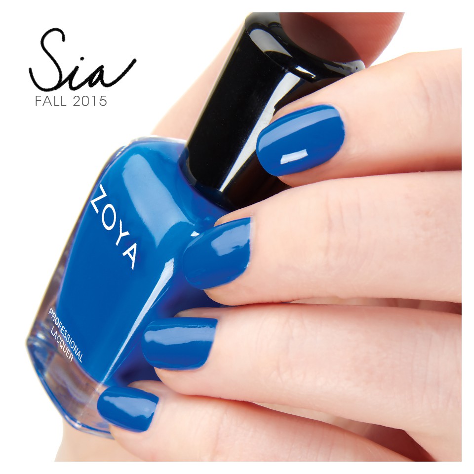 Zoya Sia nail polish bottle with vibrant, shimmering purple shade from Zoya nail polishes collection.