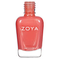 Zoya Solstice nail polish bottle with vibrant, shimmering purple and gold shades, displayed against a neutral background.