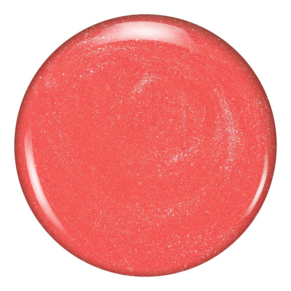 Close-up of Zoya Solstice nail polish bottle with the polish applied to nails, showcasing a vibrant, shiny nail color.