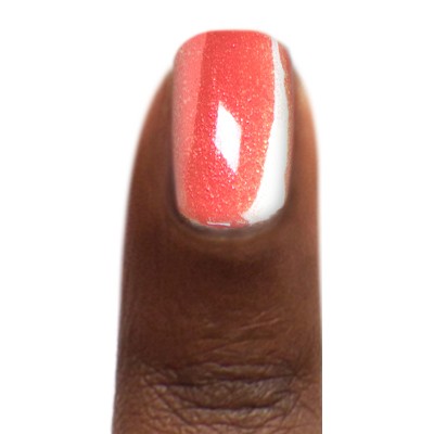 Zoya Solstice nail polish bottle with vibrant, shimmering orange and gold shades in clear glass container.