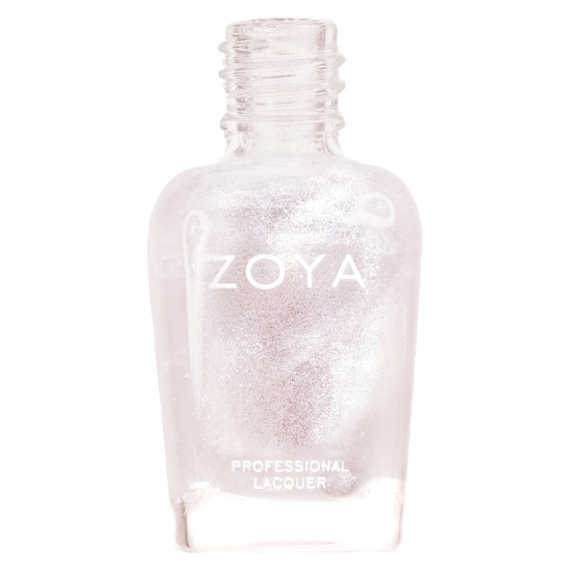 Close-up of Zoya Sparkle Gloss Top Coat nail polish bottle with sparkly finish and glossy label, showcasing the product's elegant design.