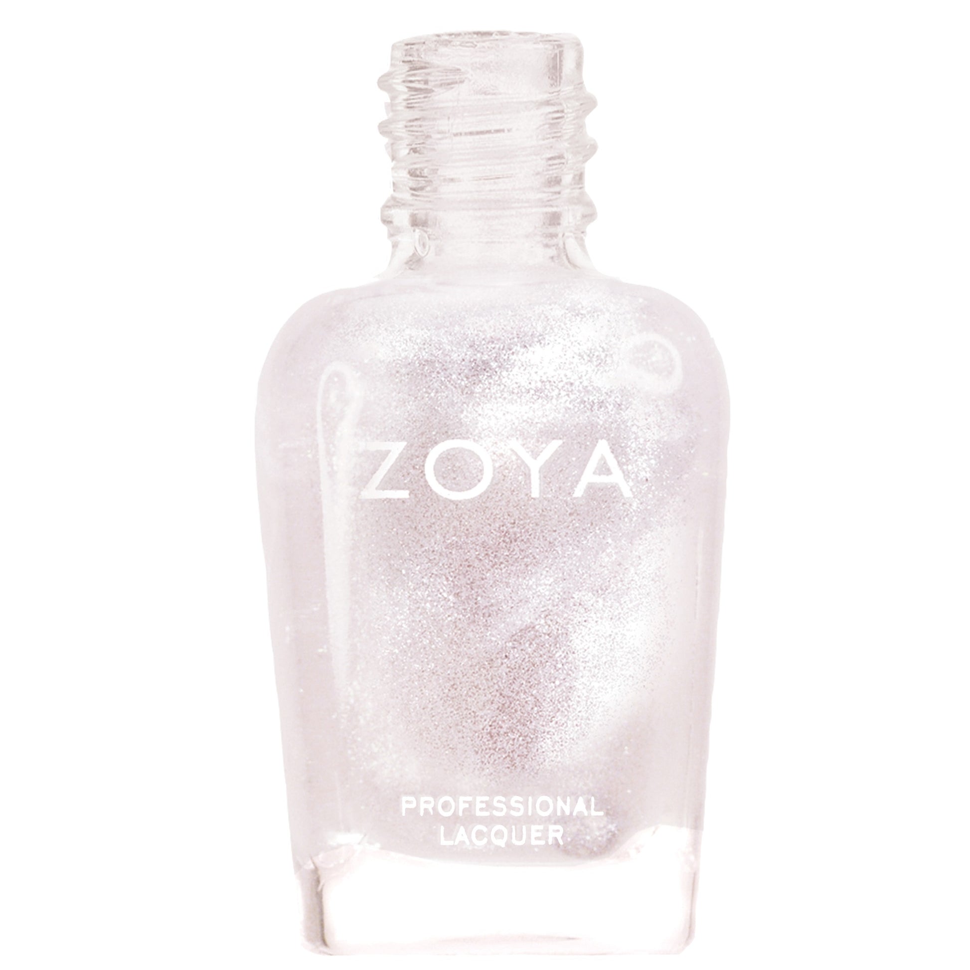 Close-up of Zoya Sparkle Gloss Top Coat nail polish bottle with sparkly finish and glossy label, showcasing the product's elegant design.
