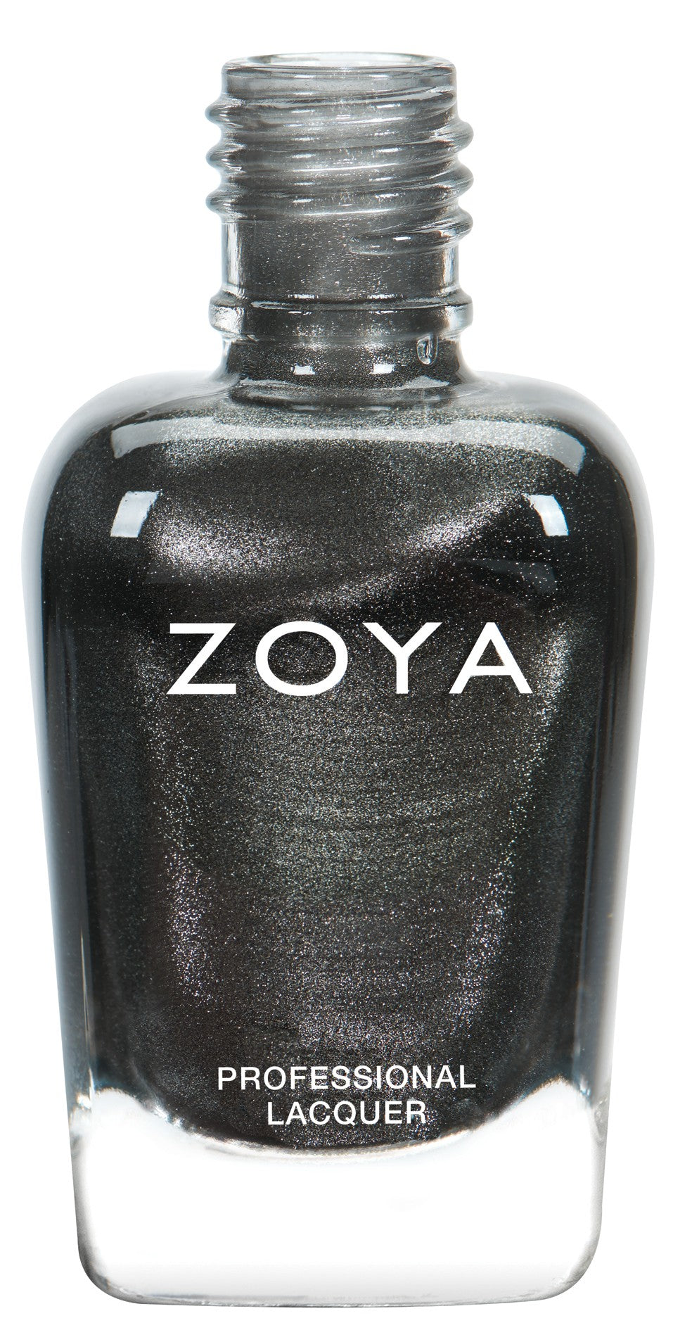 Close-up of Zoya Tris nail polish bottle with the polish brush and color swatch showing the vibrant nail polish shade.