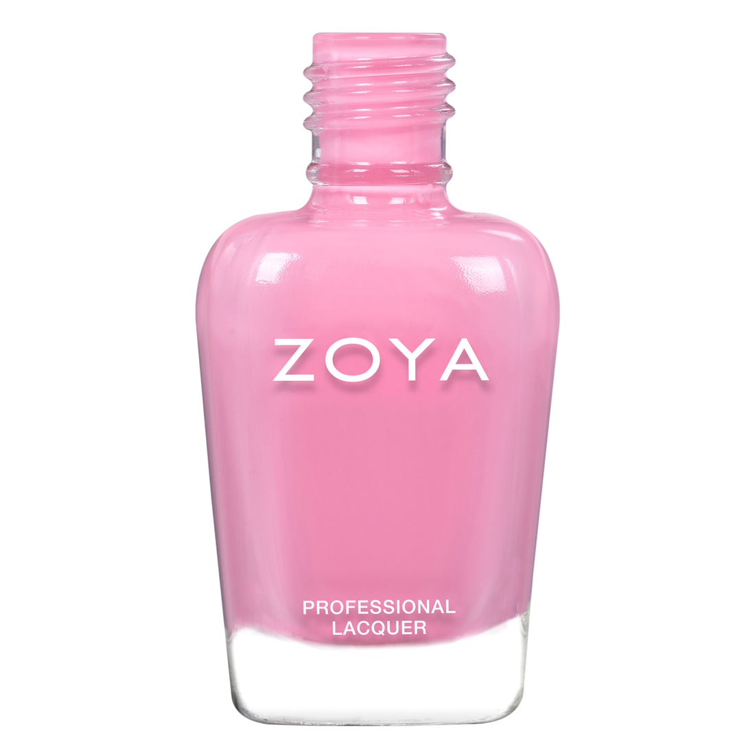 Zoya Tweedy nail polish bottle showcasing a soft, muted beige color with a sleek black cap.