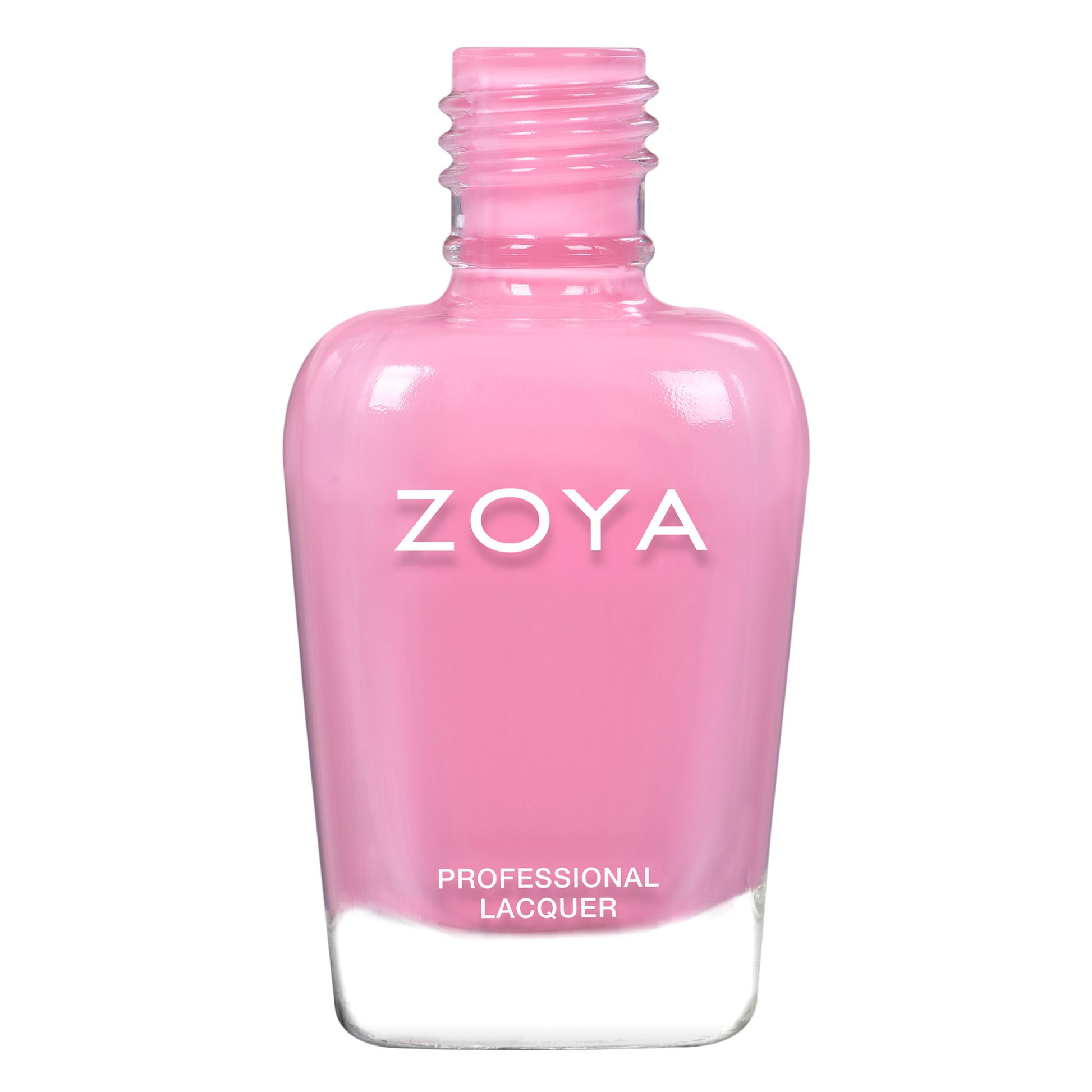 Zoya Tweedy nail polish bottle showcasing a soft, muted beige color with a sleek black cap.