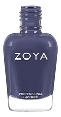 Zoya Vesper nail polish bottle featuring a sleek design, displayed with colorful swatches of the Zoya nail polish shade.