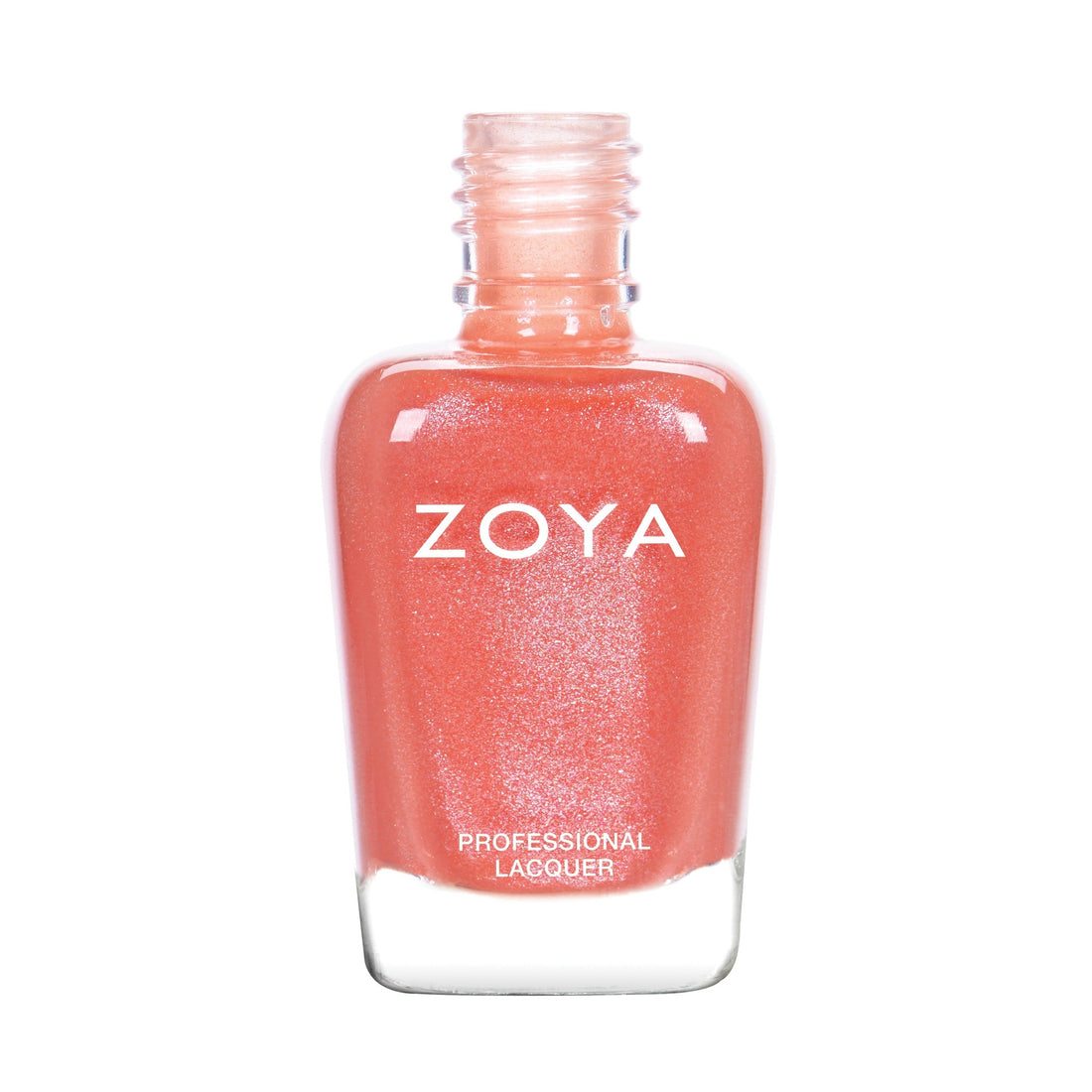 Zoya Zahara nail polish bottle with vibrant orange color and sleek design, featuring the Zoya logo on the label.