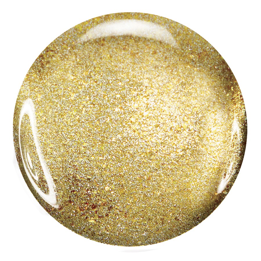 Zoya Ziv nail polish bottle with a shiny gold cap and clear glass showing vibrant yellow nail polish inside.